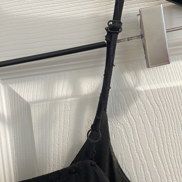 Textured Black Dress Fabric Dots Lace Adjustable Spaghetti Straps Scoop Neck XS - Picture 5 of 6